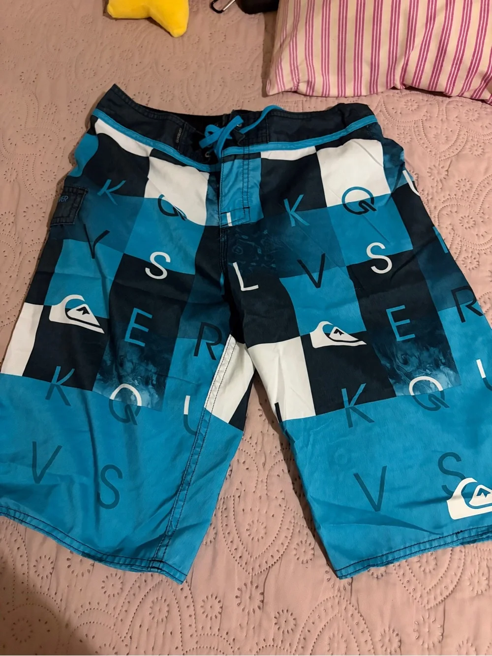 Quiksilver Black and Blue Checkerboard Boardshorts